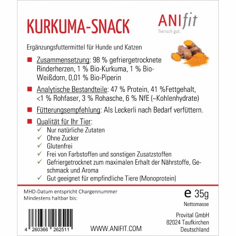 Hond Kat Accessories Snacks Kurkuma snack 35g 1 Stuk -3- Anifit